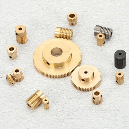 uxcell Worm Gear Set 15T 0.5 Module 15:1 Reduction Rate, Right Rotation Drive Gear Box Wheel Reduce Transmission Part (Brass Gear-3mm Bore, Brass Rod 6mm Bore) - size: Gear-3mm, Rod-6mm Bore, style: 0.5M-15T