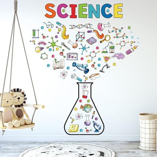 LHIUEM Large Science Wall Decals Colorful Chemistry Laboratory Wall Sticker - color: Science Room Sticker