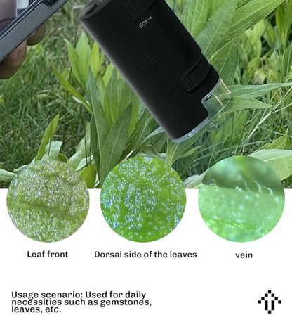 EasyMicro LED Lighted Pocket Microscope 60-120X Magnification Black Color - color: Black