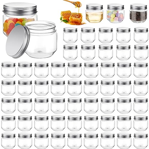 Tanlade 60 Pcs 3 oz Clear Plastic Mini Mason Jars with Lids, Silver - color: Silver