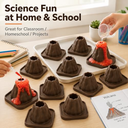 jarbins 10Pcs Volcanic Model School Figure Model Experiment for Volcano Science Kit Volcano Eruption Toy DIY Demonstration Props
