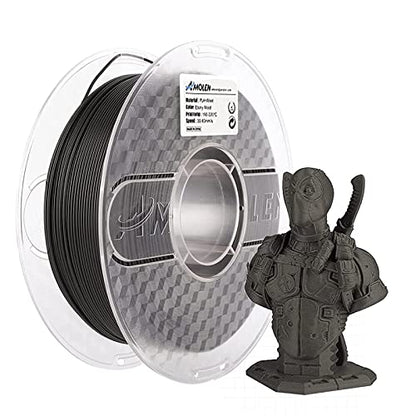 AMOLEN Wood PLA 3D Printer Filament 1.75mm Ebony 20% Real Wood Fiber 1KG - color: Ebony Black