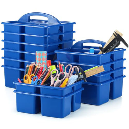 Threehoney 12 Pack Classroom Caddy 3 Compartment with Handle, Blue - color: Blue