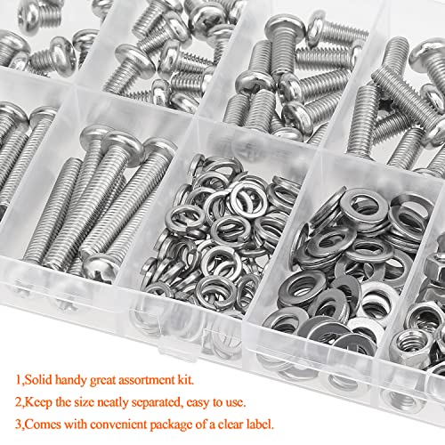 HELIFOUNER 210 Pieces M5 x 6mm /8mm /12mm /16mm /20mm /25mm /30mm, Phillips Pan Head Machine Screws, Metric Screws Bolts Washers Nuts Kit, 304 Stainless Steel - size: M5, style: Phillips Pan Head Machine Screws