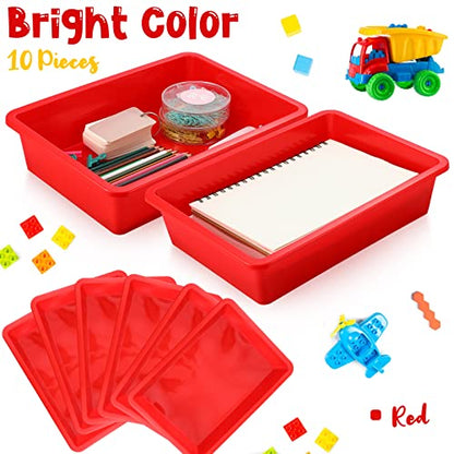 Hoteam 10 Pack Flat Bins Paper Trays,Red,13.78 X 9.84 X 3.15 Inch - color: Red, size: 13.78 x 9.84 x 3.15 Inch