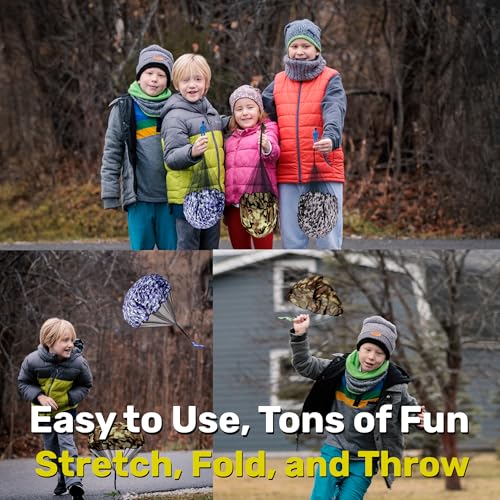 NUTTY TOYS Army Parachute Toys for Kids - Tangle Free Outdoor Flying Parachute Men, Best Small Outside Toys for 4 5 6 7 8 9 10 11 12 Year Old, Top Christmas Stocking Stuffers Idea 2026 Unique Boy Gift - color: Arctic Camo