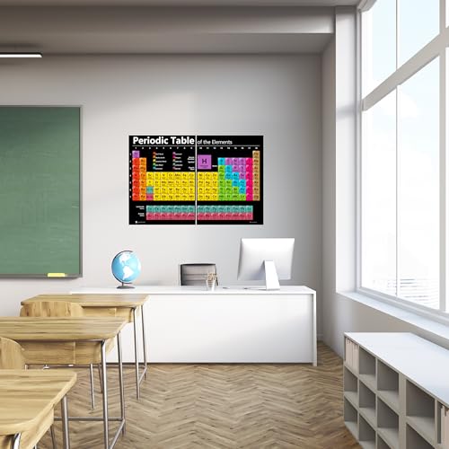 Young N Refined Periodic table science poster EXTRA LARGE LAMINATED (36x24 split) 2026 chart teaching BLACK elements classroom decoration jumbo big premium educators atomic number guide - size: 36 x 24 inches