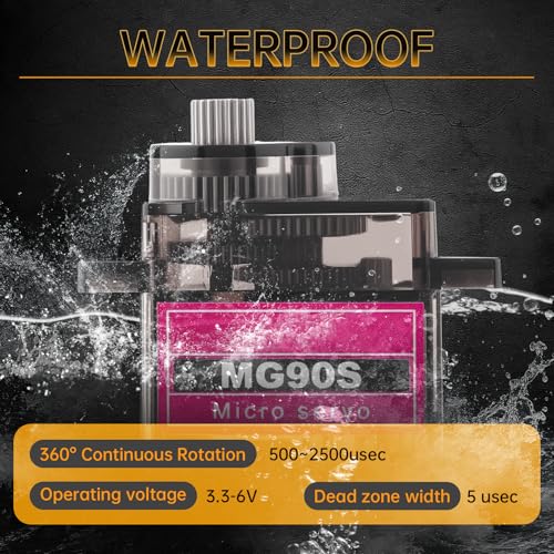 4 Pack MG90S Micro Servo Motor Full Metal Geared 9G, 360 Degree Rotation - size: Control Angle 360 Degree