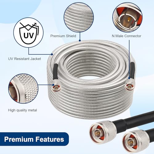 MOOKEERF RG8X N Male to N Male Cable 20FT,Ultra Low Loss N Cable 50 ohm RG8X Stranded Core for WiFi Router,Amplifier,Antenna,Signal Booster Use - size: 20FT