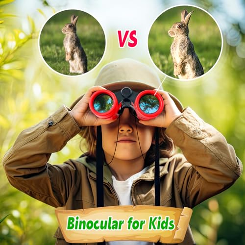 Binoculars for Kids, Kids Binoculars for 3-12 Boys Girls, Outdoor Toys - color: Red