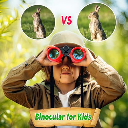Binoculars for Kids, Kids Binoculars for 3-12 Boys Girls, Outdoor Toys - color: Red