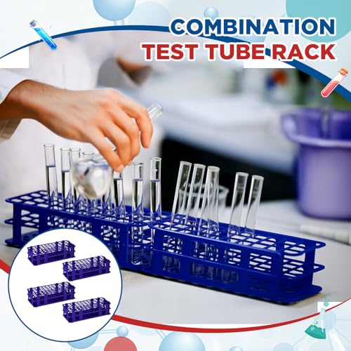 CroBlissful 4 Pcs 60 Hole Plastic Test Tube Rack Lab Holder Rack for 16mm/20mm Tube Detachable, Blue - color: Blue, size: 60 Hole