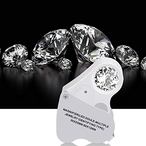 JARLINK 2 Pack 30X 60X Foldable LED Jewelers Loupe Magnifier - color: White