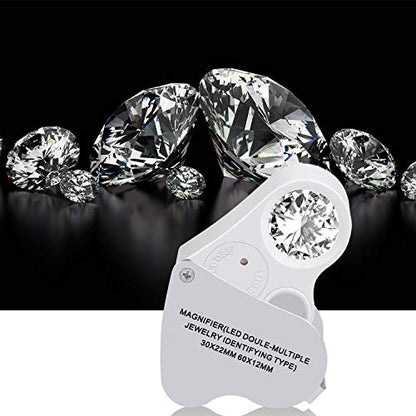 JARLINK 2 Pack 30X 60X Foldable LED Jewelers Loupe Magnifier - color: White