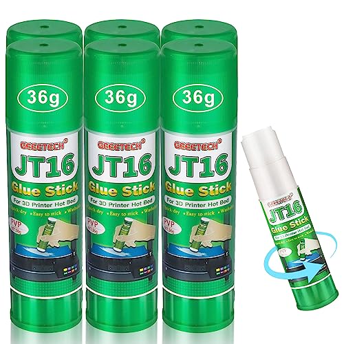 3D Printer Glue Sticks, 36 Grams Each PVP Solid Glue Sticks for Hot Bed Plate, Washable, Non-Toxic, Reduce Warping for PLA, ABS, PETG, Hips, TPU Filament on PEI, Glass, Aluminum, Buildtak Board, 6Pcs - size: 6 PCS