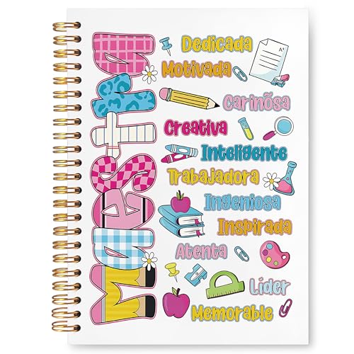 VIIJJUE Spanish Teacher Maestra Appreciation Gifts Notebook, Regalos Para Maestras Mujeres, Back to School Gifts for Teachers, Spanish Educator Hardcover Spiral Notebooks, 5.5x8.3 Inch-02 - color: Spanish Teacher-02