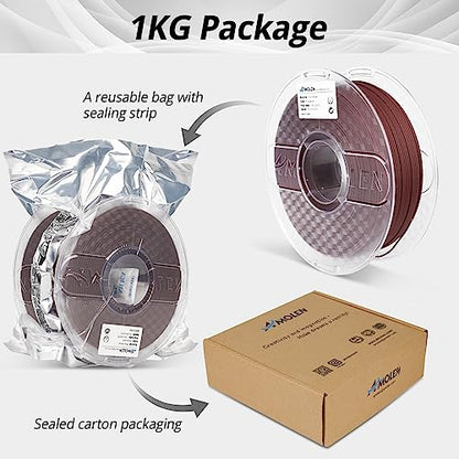 AMOLEN Wood PLA 3D Printer Filament 1.75mm Dry Rosewood 15% Wood Fiber 1KG - color: Wood-dry Rose