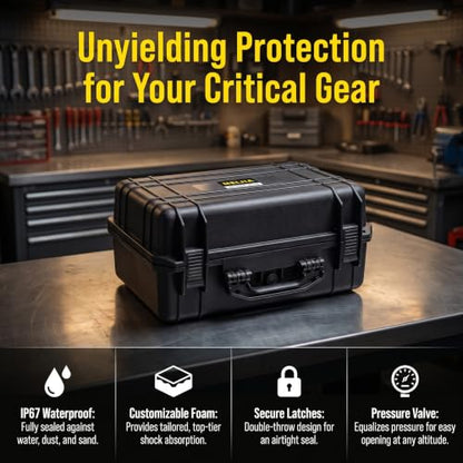 MEIJIA Portable All Weather Waterproof Camera Case with Customized Fit Foam,Fit Use of Drones,Camera,Equipments,Pistols,Elegant Black(18.3 ”x14.57”x8.66”) - size: 18.3" x 14.57" x 8.66"