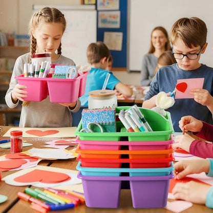6 Pack Plastic Classroom Organizer Caddy with Handle, Classic - color: Classic
