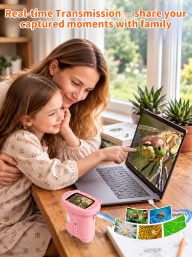 1000X Handheld Digital Microscope for Kids, 2.4" IPS Screen STEM Toys - color: Pink