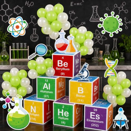 66Pcs Science Lab Party Decoration Pre-Folded Cardstock Kit Green Clear - color: Green Clear