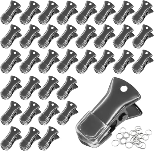 35 Pack Mini Metal Alligator Clips for Crafts Non-Slip Silicone-Coated Retro DIY Badge Small Clips (Glossy Black) - color: Glossy Black