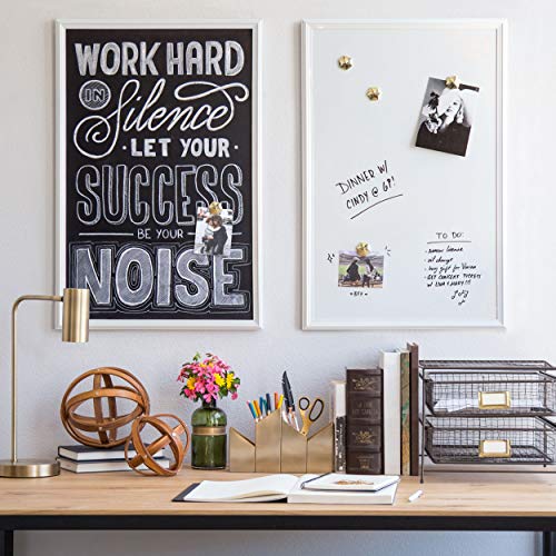 U Brands Large Magnetic Chalkboard, Wall Mounted, White Frame, 40" x 30" - size: 40"W x 30"H