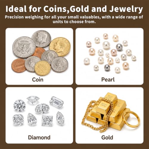 Digital Coin Scale, Gram Scale 0.01g Accuracy for Coin Collectors, Bank Tellers and Home Use, Ideal Scale for Gold and Jewelry, 200g Capacity with Calibration Weight