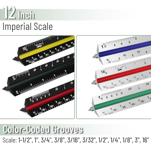 Mr. Pen- Architectural Scale Ruler, 12 Inch, 3 pcs - color: Black & Silver, size: 3 Pack