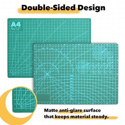 Mandala Crafts Self-Healing Green 9" x 12" A4 Cutting Mat for Sewing - color: Green, size: 9 x 12 Inches Mat