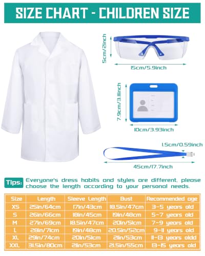 Xtinmee 24 Sets Kids Lab Coat Science Kit Bulk, White, Medium - size: Medium