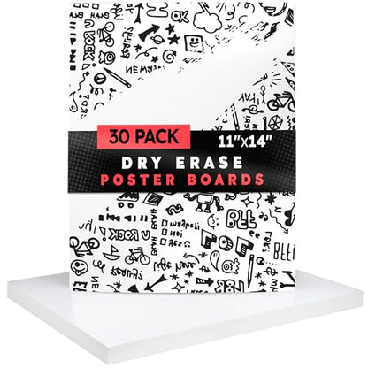 Hygloss Dry Erase Poster Board Paper 11x14 Inch, 30 Count, White Board - color: Original, size: 11 x 14-Inch, style: 30