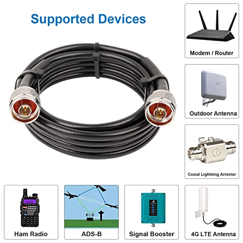 MOOKEERF KMR240 N Cable - 10FT Ultra Low Loss N Male to N Male Cable Pure Copper 50 ohm for 3G/4G/5G/LTE/ADS-B/Ham/GPS/WiFi/RF Radio to Antenna or Signal Booster Use - size: 10FT