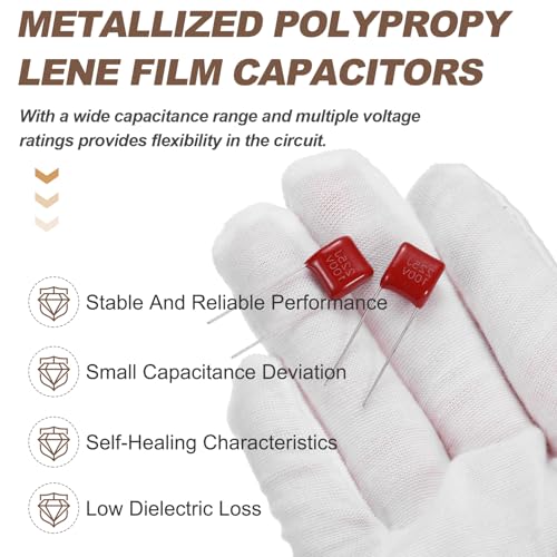 MECCANIXITY Capacitors Kit CBB21/CBB22 100V 225J 2.2UF Red 20 PCS - style: 100V 225J 2.2UF