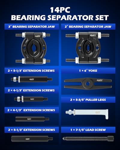 OMT Bearing Puller Set, Bearing Splitter Tool Kit - color: Black Bearing Splitter Kit, size: 14pc Bearing Splitter Kit