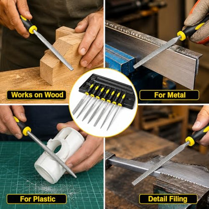 6pcs 140mm Mini Metal Rasp Needle Files Set, Wood Carving & Steel Filing Hand Tool for Woodworking