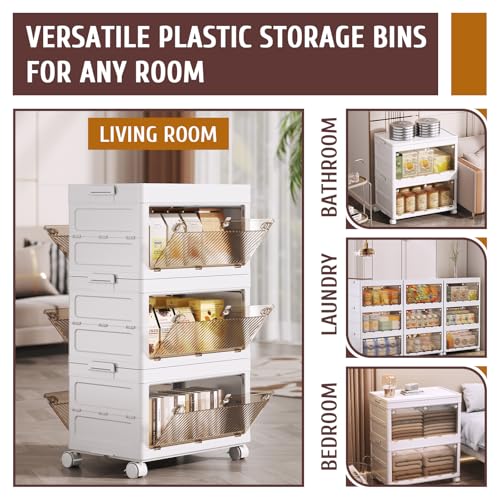 QudraKast 3-Tier Stackable Plastic Storage Bins - 67QT Stackable Storage Bins - Closet Organization, Suitable for Bedroom, Organization and Boxes for Study, Toy Room, Office - size: 3-Tie