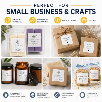 25 Sheets 2" x 2" Printable Matte Vinyl Square Lalebs 12up Bottle Labels - size: 12up-25 sheets