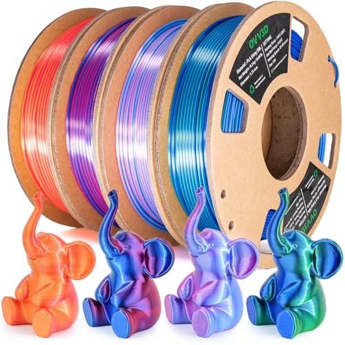 OVV3D PLA 3D Printer Filament Bundle, Silk Dual Color PLA Filament - color: Red Gold Blue Green