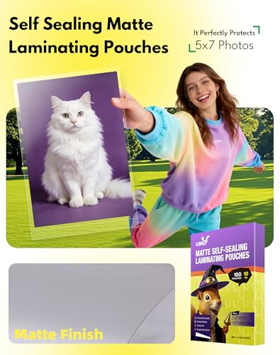 Uinkit 10Mil Matte Self Seal Double-Sided Laminating Pouches 5x7 Inches - color: Matte, size: Photo Size_5R
