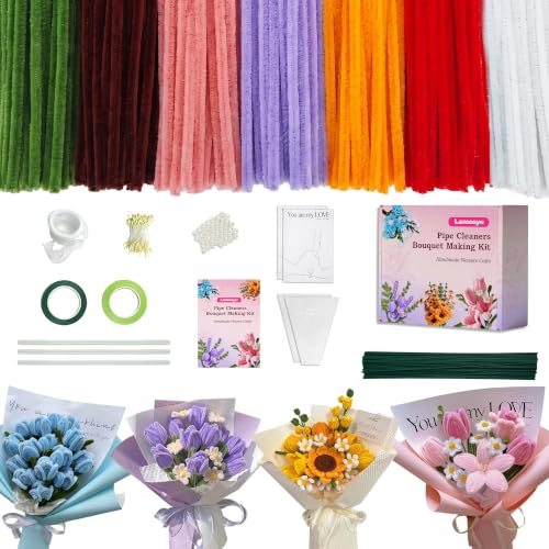 Lemosyu 450PCS Pipe Cleaner Flower Kit,24 Unique Flower Designs - color: Multicolor 450
