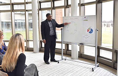 Mobile Magnetic Whiteboard 48"W x 36"H Silver Frame - size: 48"W x 36"H