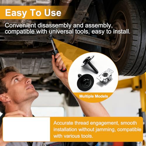 weideer 50PCS M4.2-1.41 (#8) Universal Fender Liner Screw U Nut Kit,Bumper Cover Engine Splash Shield Hex Head Screw U Clips,Automotive Body Screws Clips (25sets) K-M176-50PCS - color: SV M4.2