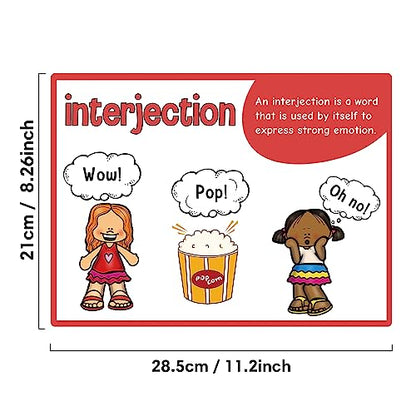 Lachilly Parts of Speech Learnig Posters, Grammar Learning, Vocabulary Building, Preschool, Home, Middle and High School Classroom Wall Decoration, Bulletin Board Set, 8 Sheet - style: Parts of Speech 8P