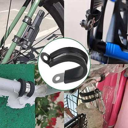OURU 1/4 Inch Cable Clamps, Rubber Coated Insulated Clamps, 100pcs, 6mm - size: 100 PCS - 1/4 Inch