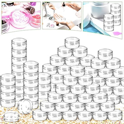 200 Pack 3g Plastic Jars with Lids, 3ml Round Clear Cosmetic Containers Makeup Jars, 3gram Travel Size Container Jar with Spatulas for Makeup Lotion Cream Sample Ointment Salve Balm Powder - color: Clear, size: 200PCS