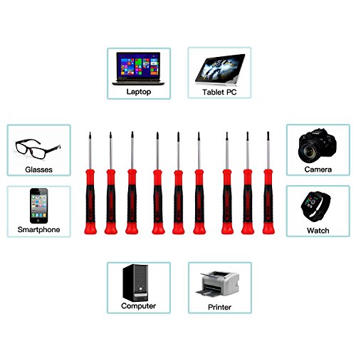 EFFICERE 9-Piece Precision Screwdriver Set | Phillips #0, #00, #000 | Flat 1.5mm, 2.0mm, 2.5mm | Torx T5, T6, T7 | Durable Chrome Vanadium Steel Shaft, Magnetic Tip, Ergonomic Grip, and Swivel End Cap