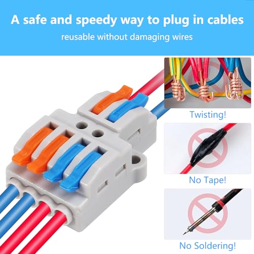 10PCS Lever Wire Connectors, 2 in 6 Out Quick Wire Connectors, Electrical Lever Nuts Wire Connectors Push-in Conductor Terminal Block AWG 28-12 - color: Grey,10pcs 2 in 6 out