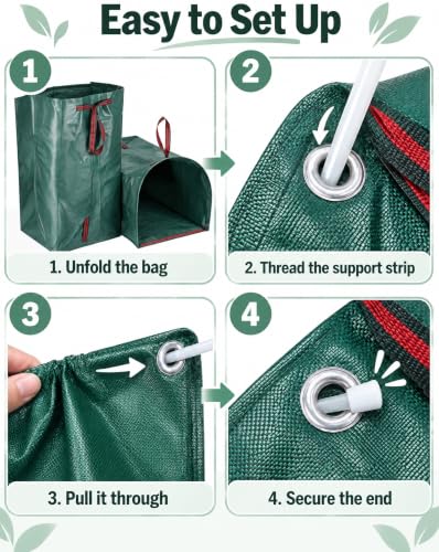HEMOTON Reusable Yard Waste Bags 72 Gallon, 2 Pack with Gloves
