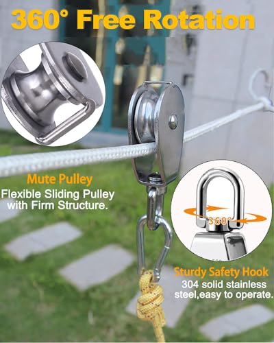 20 Pack M20 Pulley Block, 10 Pcs Single Pulley & 10 Pcs Double Pulley - size: 10*M20 Signle + 10*M20 Double